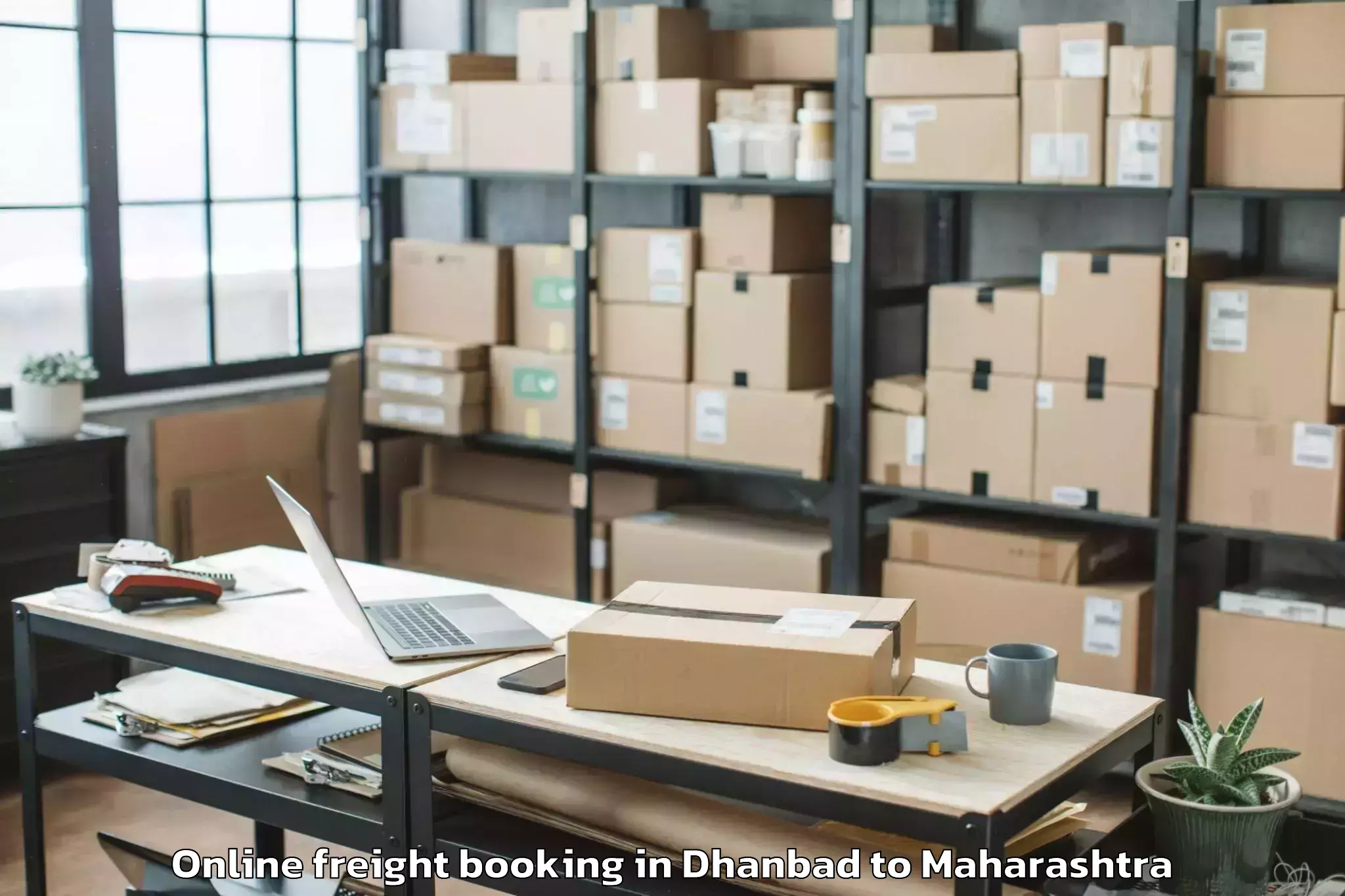 Trusted Dhanbad to Sakharkherda Online Freight Booking